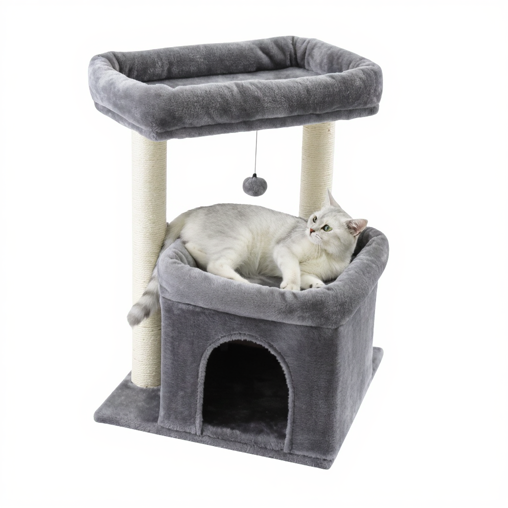 59cm-designer-cat-tree-cube-sleep-station-hideaway-sisal-gris