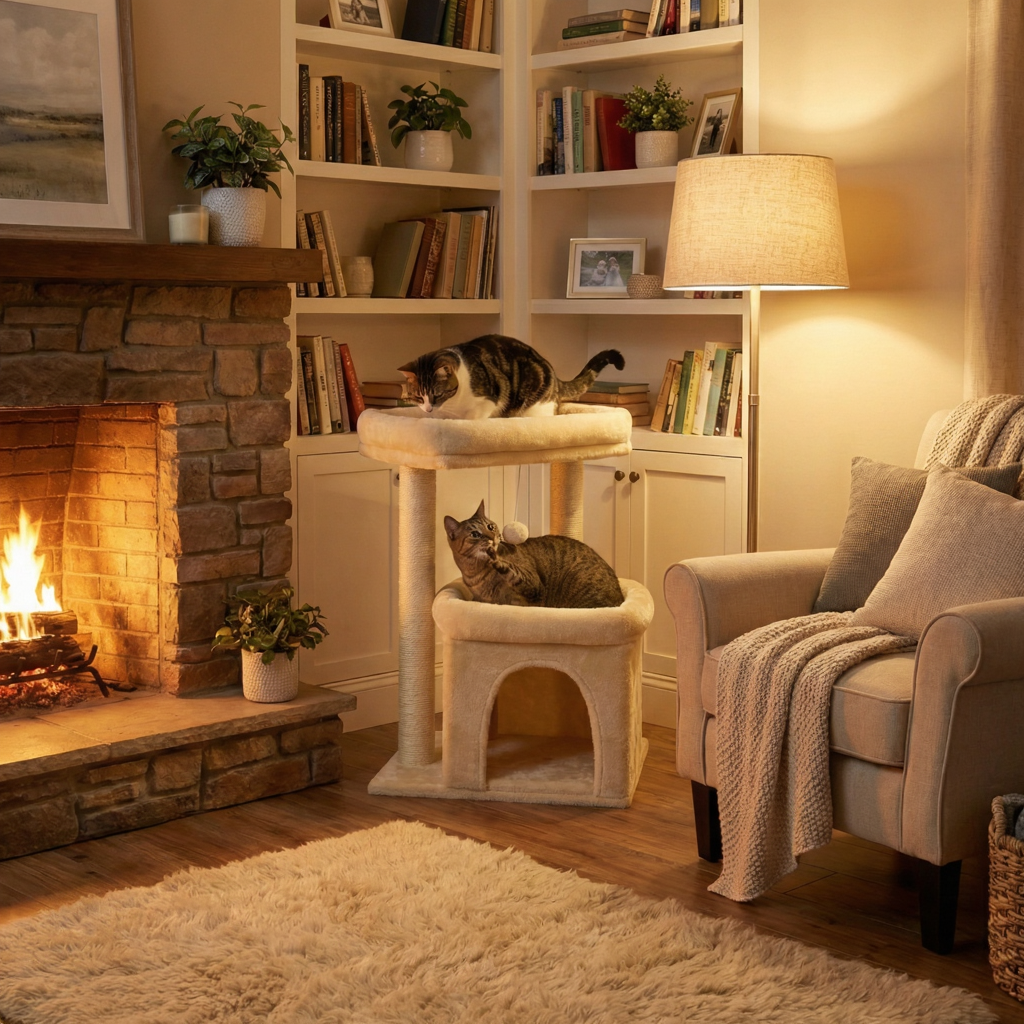 59cm Designer Cat Tree – The Sleep Cube with Hideaway & Sisal