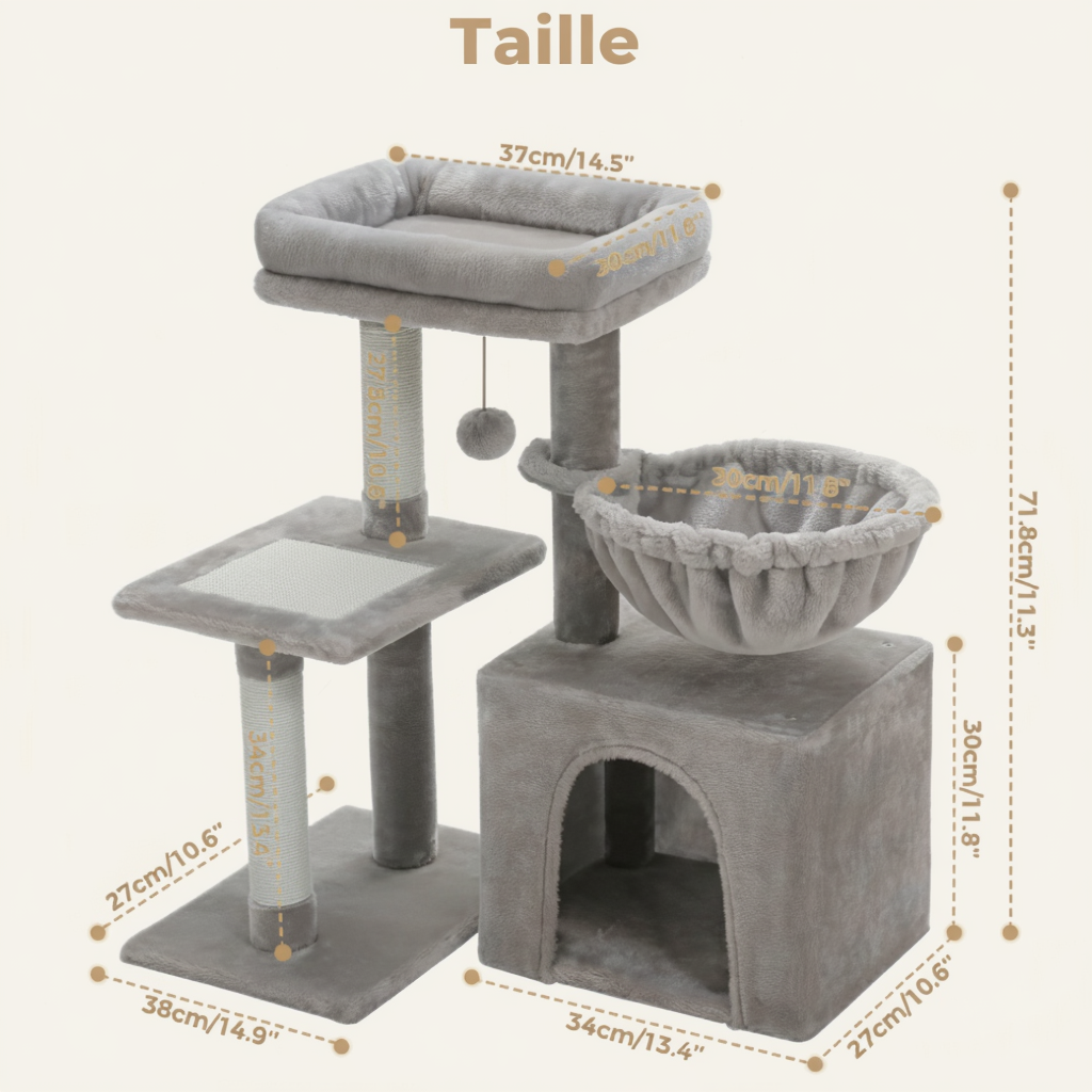 72cm Designer Cat Tree – Junior Cosy Hideaway with Basket
