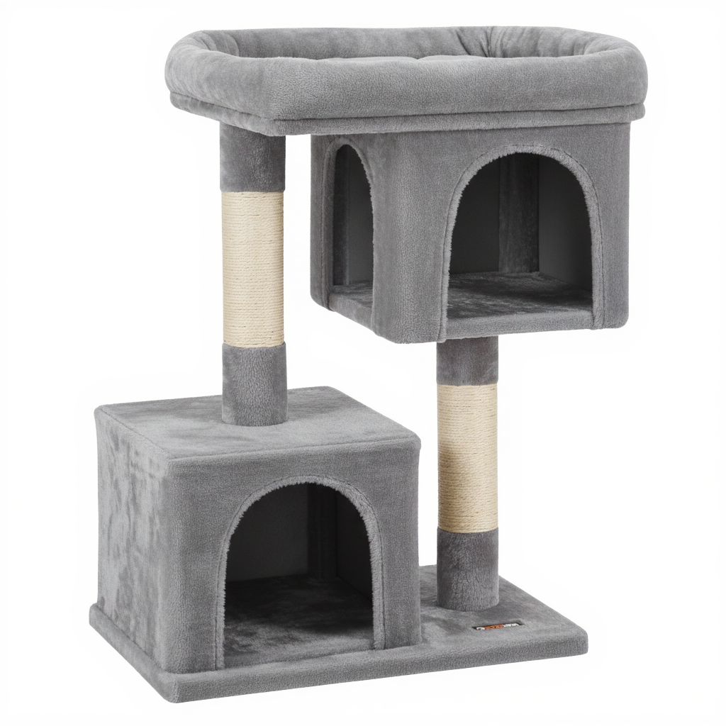 designer-cat-tree-double-hideaway-den-sisal-gris
