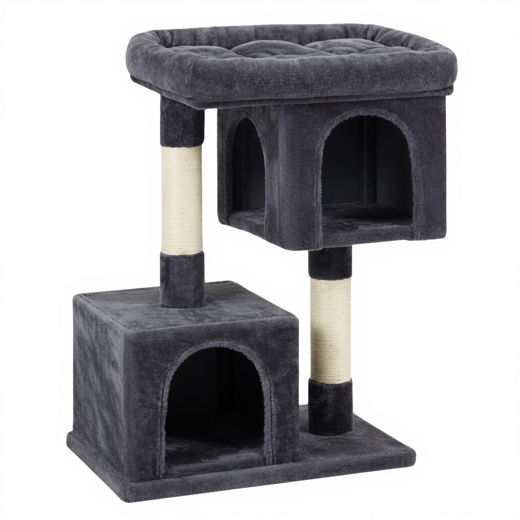 designer-cat-tree-double-hideaway-den-sisal-noir