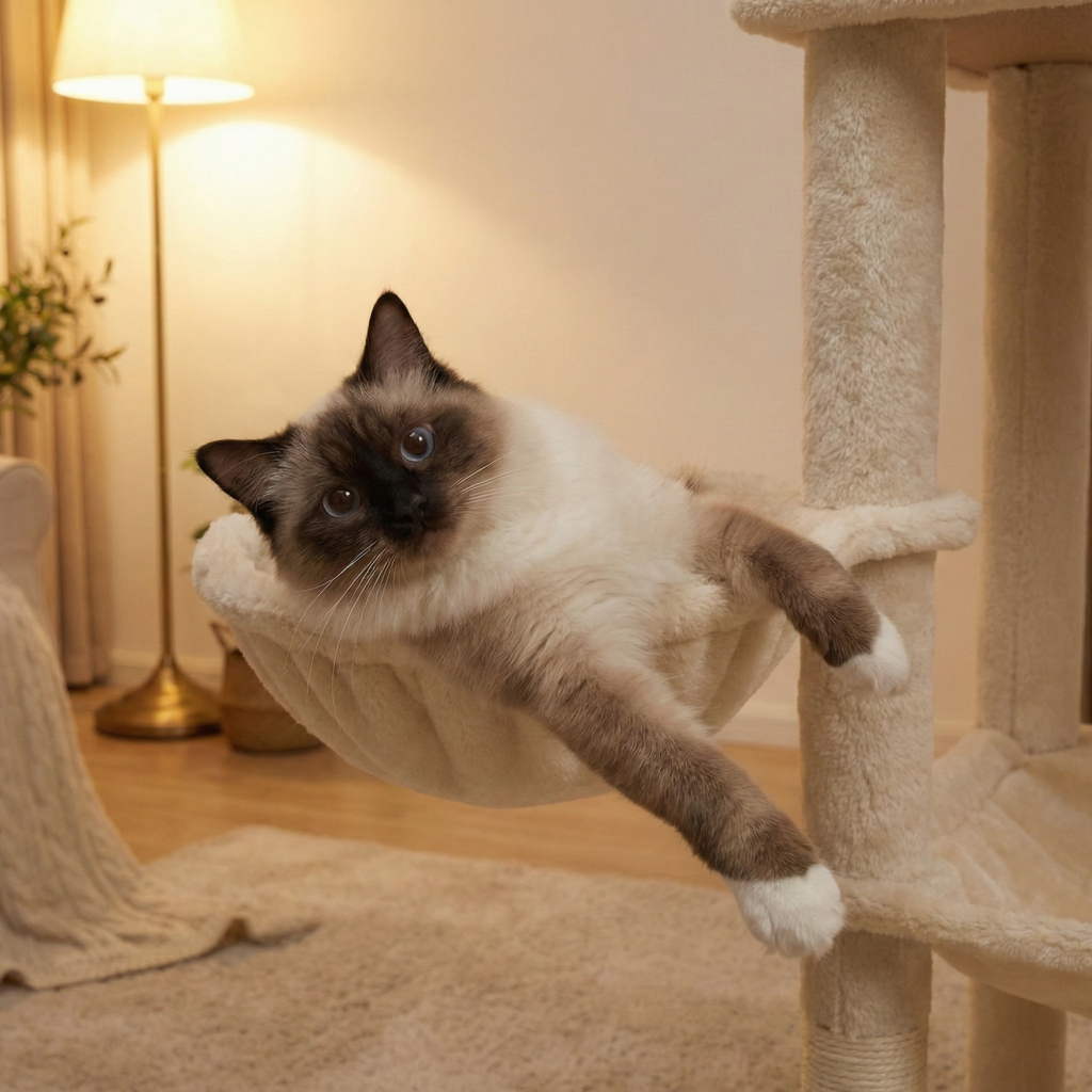 175cm Maine Coon XXL Cat Tree – The Feline Hotel with Hammocks