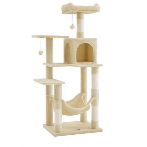 143cm-maine-coon-designer-cat-tree-xxl-cosy-refuge-hammock-beige