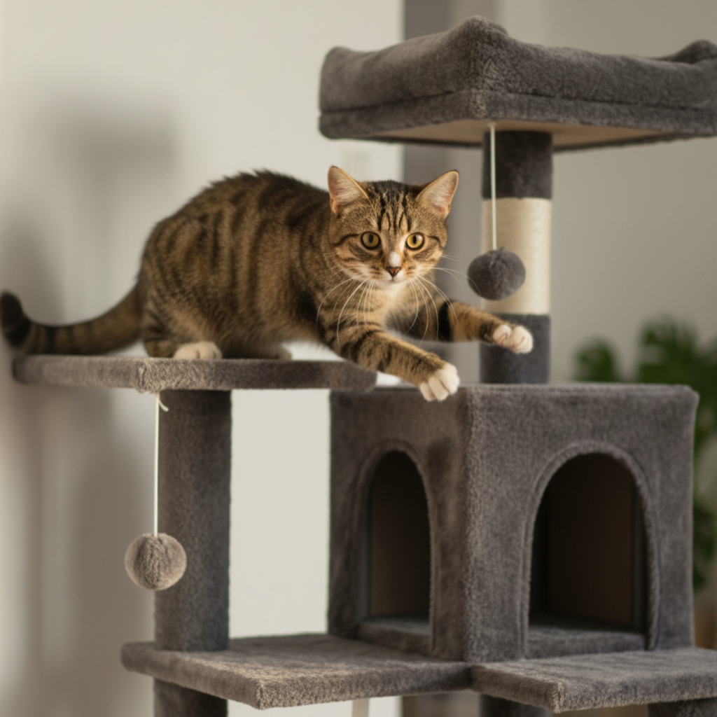 143cm Maine Coon Designer Cat Tree – XXL Cosy Refuge with Hammock