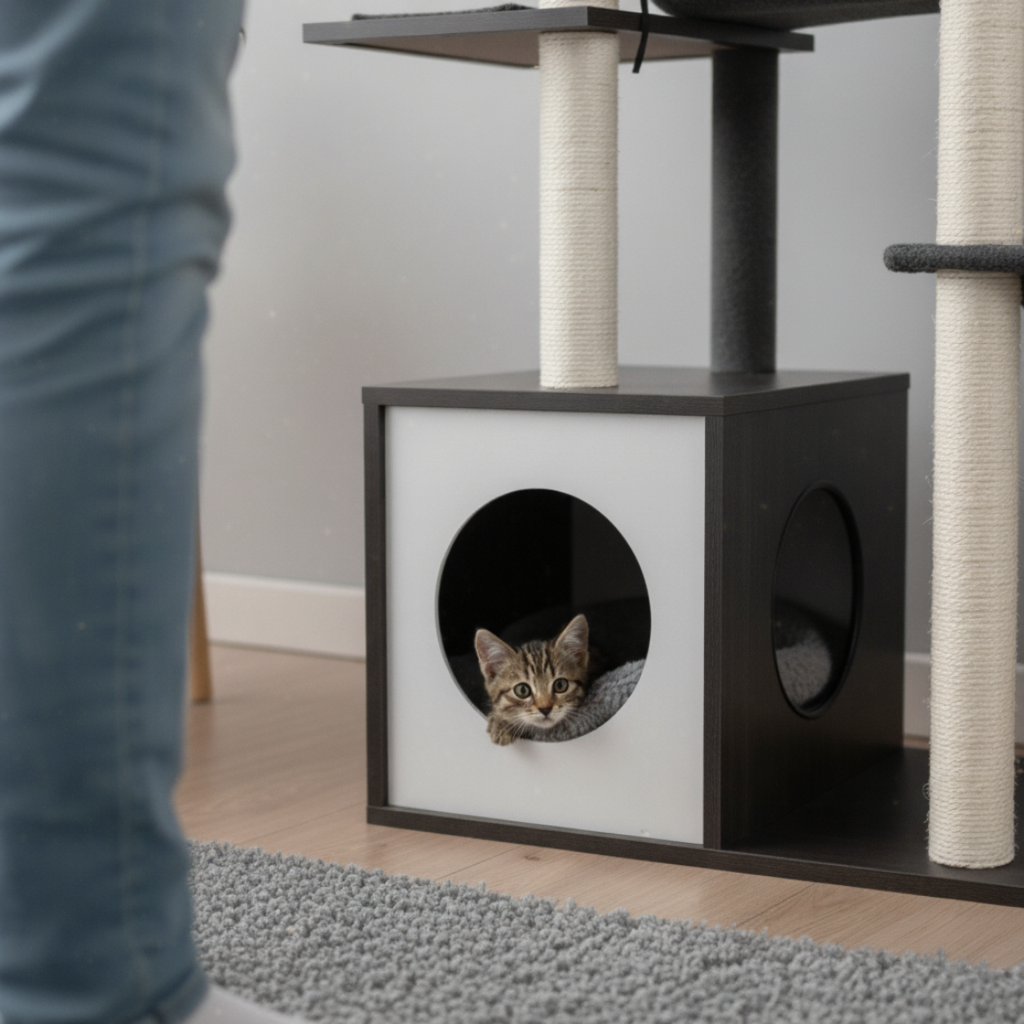 150cm Wooden Maine Coon Cat Tree – The Cocon with 2 Hammocks