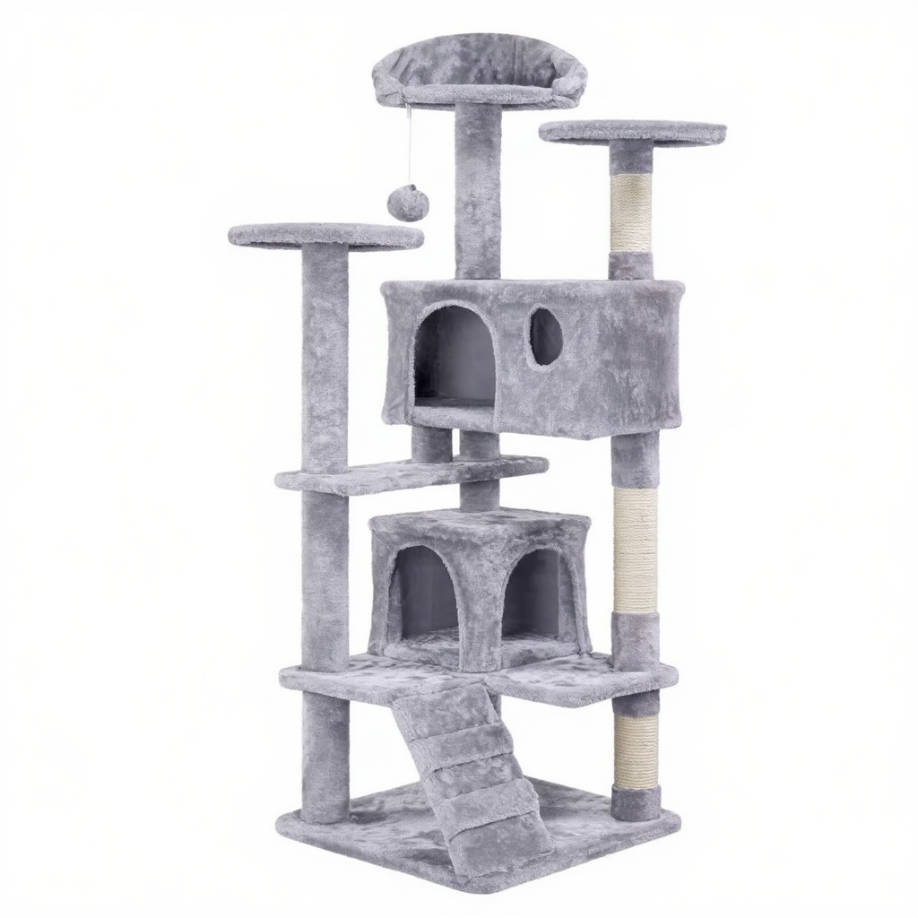 maine-coon-heavy-duty-cat-tree-double-hideaway-den-gris