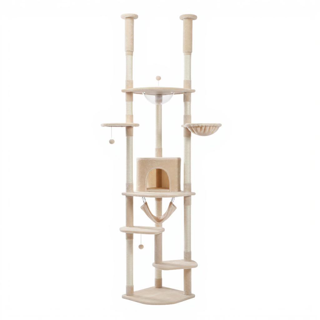258cm-maine-coon-floor-ceiling-royal-pillar-cat-tree-bubble-beige