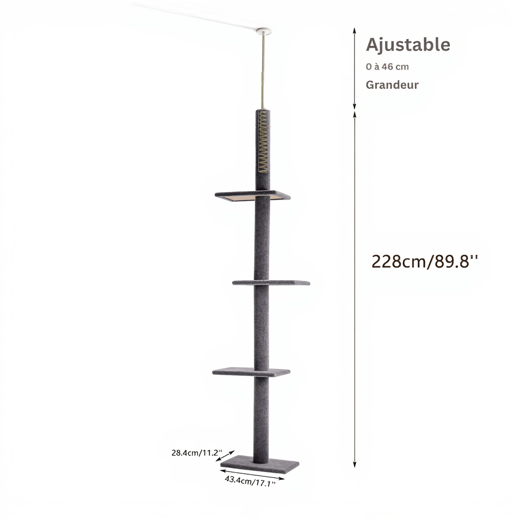 274cm Maine Coon Telescopic Floor-to-Ceiling XXL Cat Tower