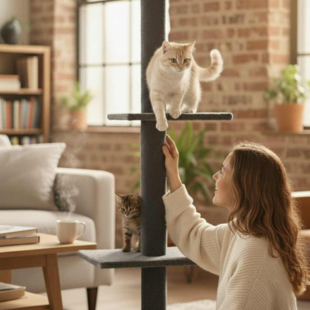 274cm Maine Coon Telescopic Floor-to-Ceiling XXL Cat Tower