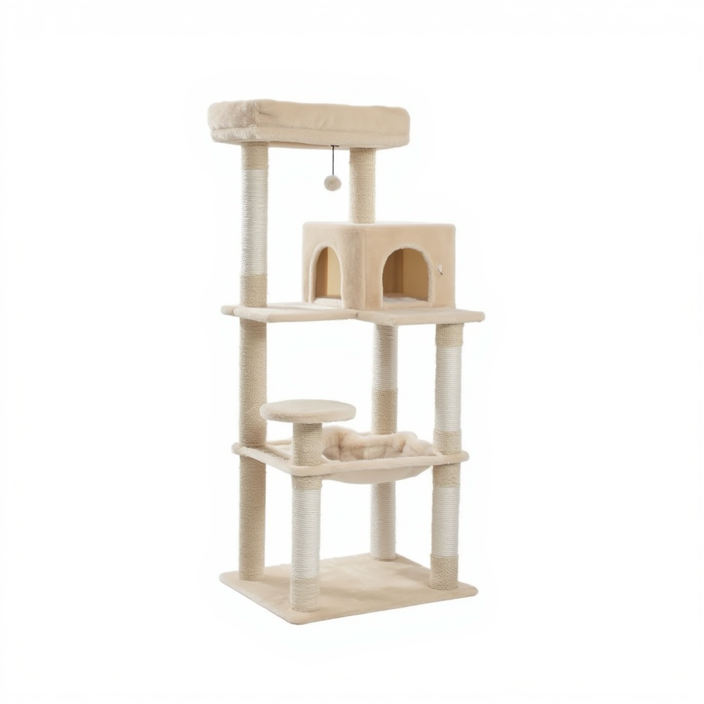 143cm Maine Coon Cat Tree with Sisal Scratching Posts & Hideaway