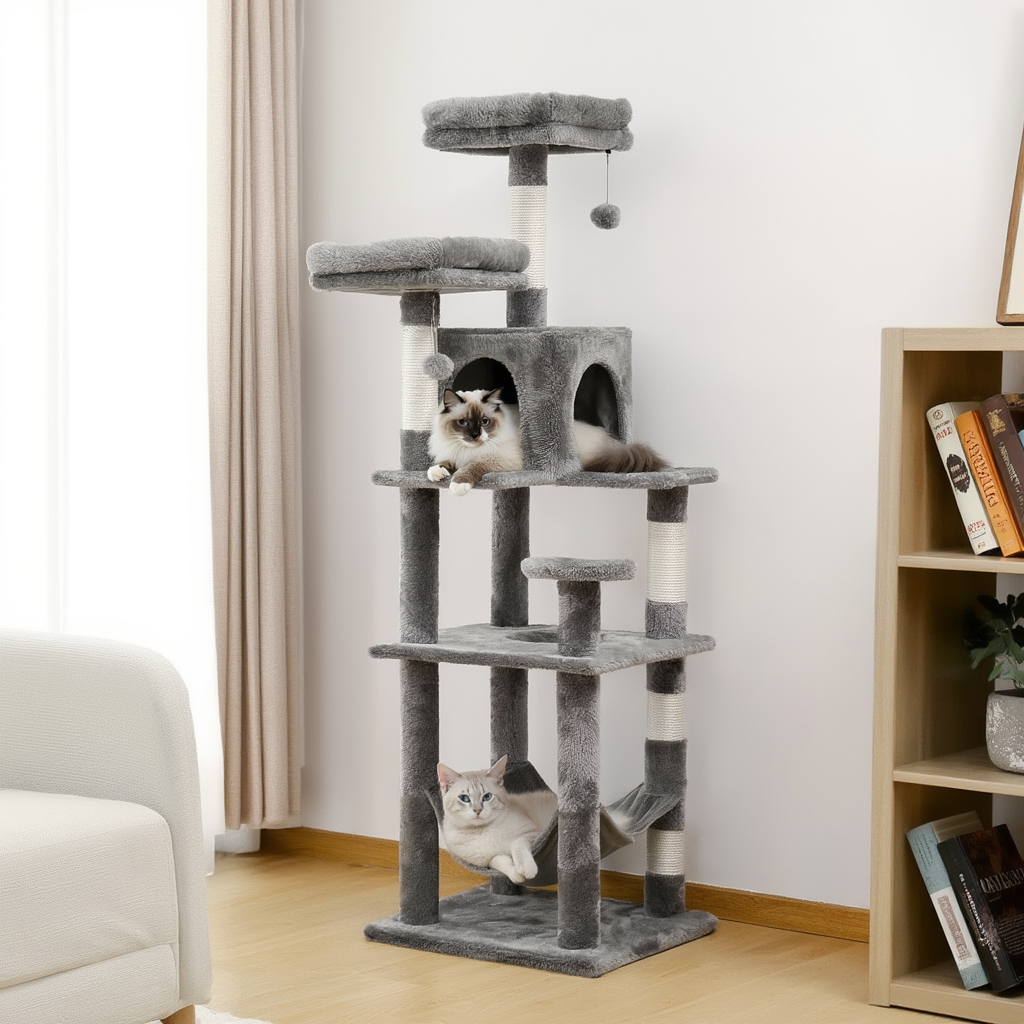 143cm Maine Coon Cat Tree with Sisal Scratching Posts & Hideaway