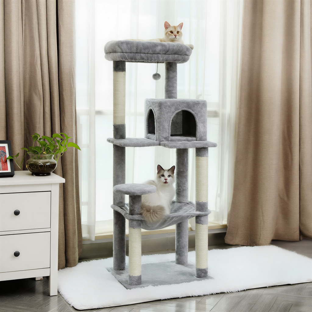 143cm Maine Coon Cat Tree with Sisal Scratching Posts & Hideaway
