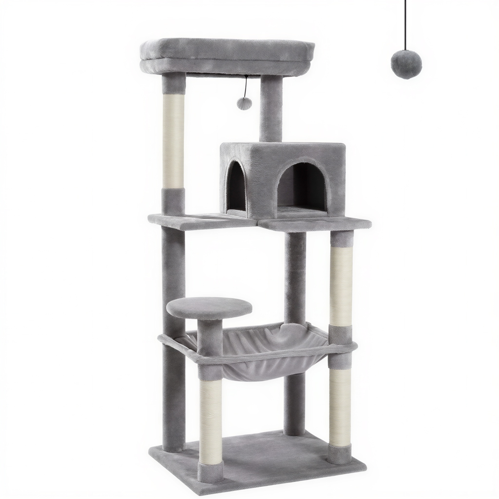 143cm Maine Coon Cat Tree with Sisal Scratching Posts & Hideaway