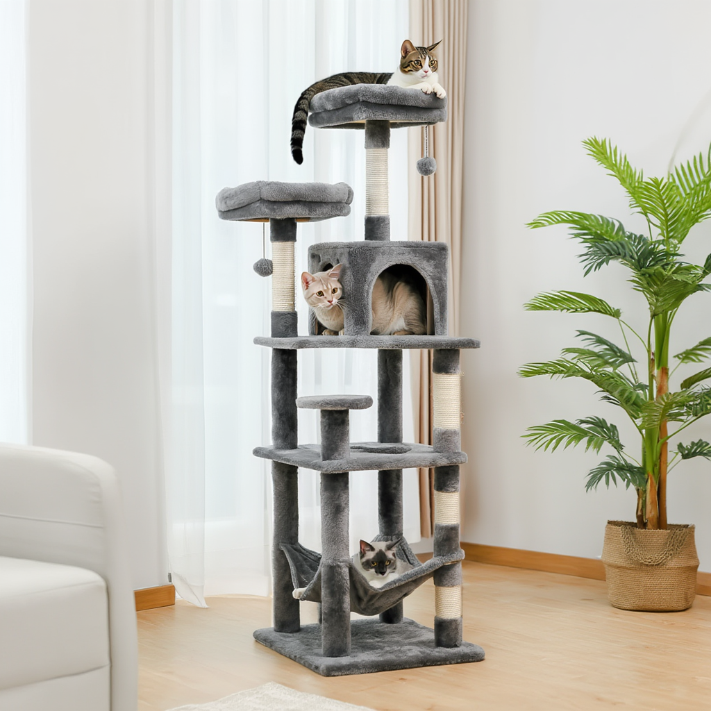 143cm Maine Coon Cat Tree with Sisal Scratching Posts & Hideaway