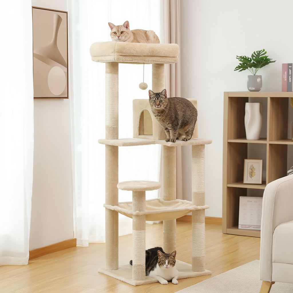 143cm Maine Coon Cat Tree with Sisal Scratching Posts & Hideaway
