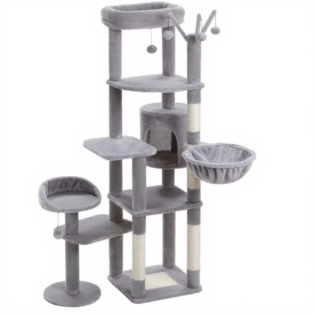 150cm Multi-Level Maine Coon Cat Tree with Hammock & Hideaway