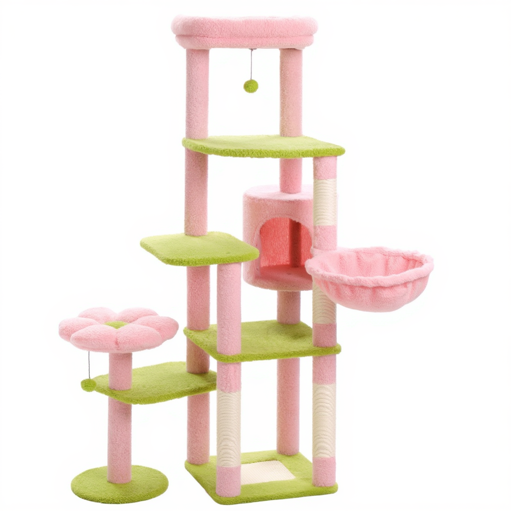 150cm Multi-Level Maine Coon Cat Tree with Hammock & Hideaway