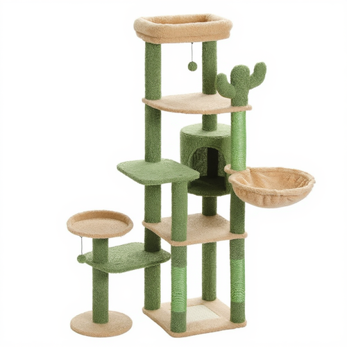 150cm Multi-Level Maine Coon Cat Tree with Hammock & Hideaway