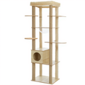Wooden Maine Coon Cat Tree with Acrylic Hammock & Hideaway