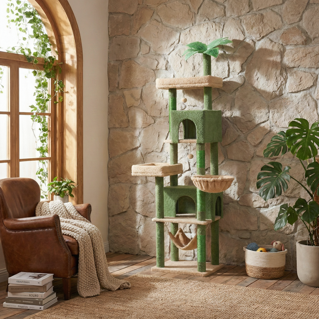 190cm Giant Maine Coon Cat Tree with 2 Hideaways & 2 Hammocks