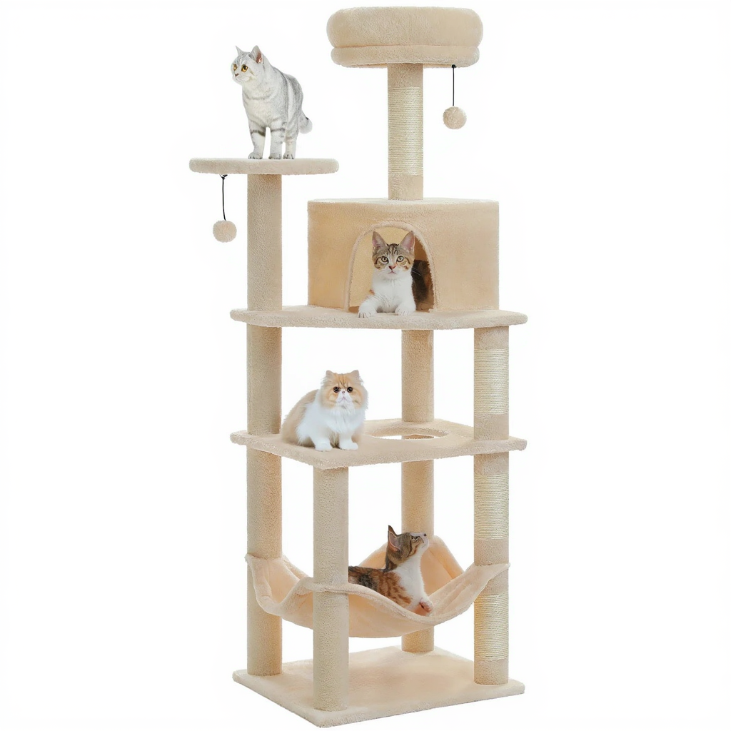 140cm Maine Coon XXL Cat Tree with Hammock & Sisal Scratching Post