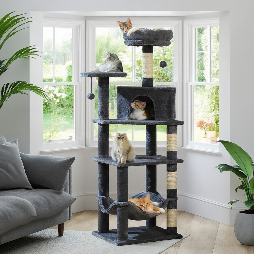 140cm Maine Coon XXL Cat Tree with Hammock & Sisal Scratching Post