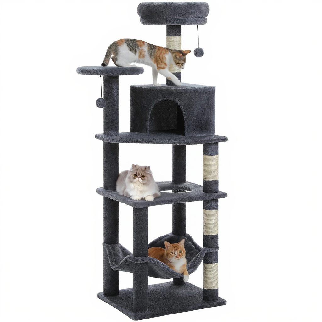 140cm Maine Coon XXL Cat Tree with Hammock & Sisal Scratching Post