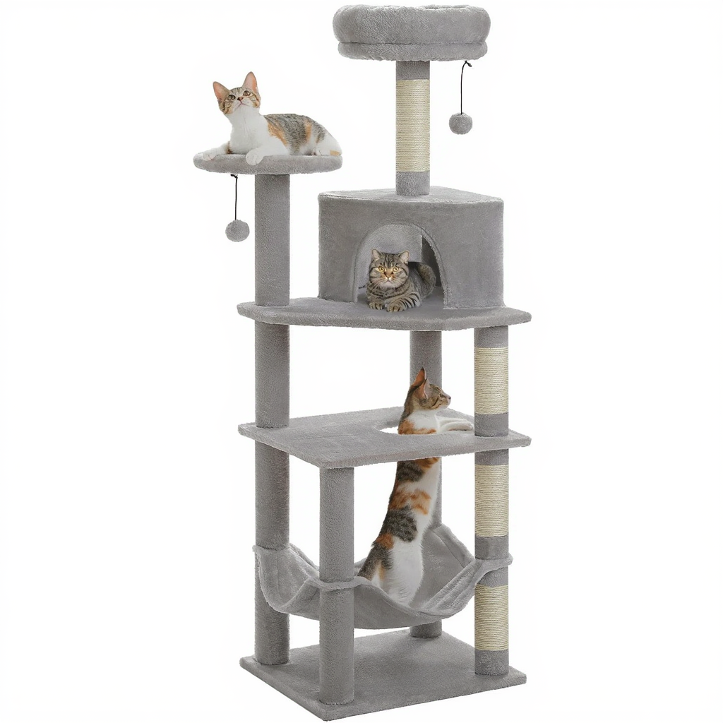 140cm Maine Coon XXL Cat Tree with Hammock & Sisal Scratching Post