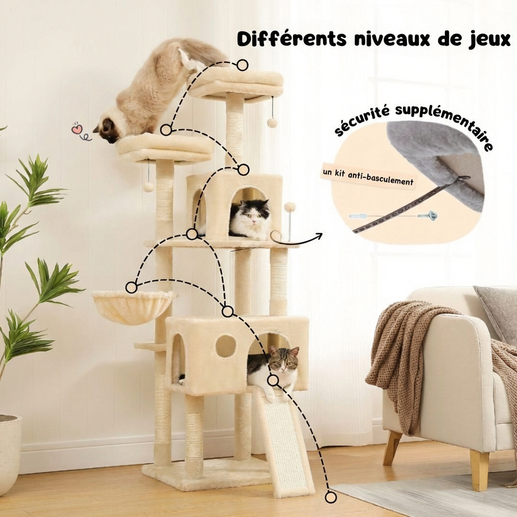 162cm Maine Coon Multi-Level Cat Tree with Hideaway & Sisal