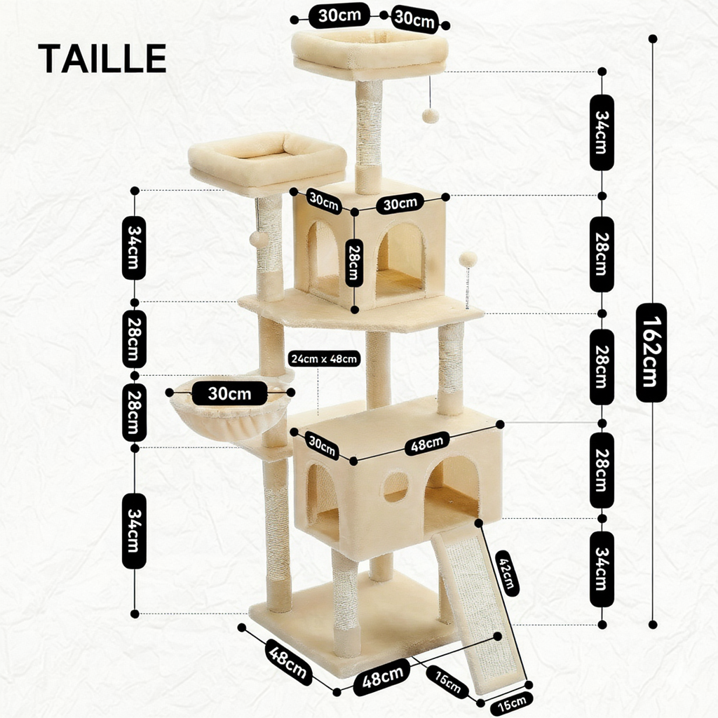 162cm Maine Coon Multi-Level Cat Tree with Hideaway & Sisal
