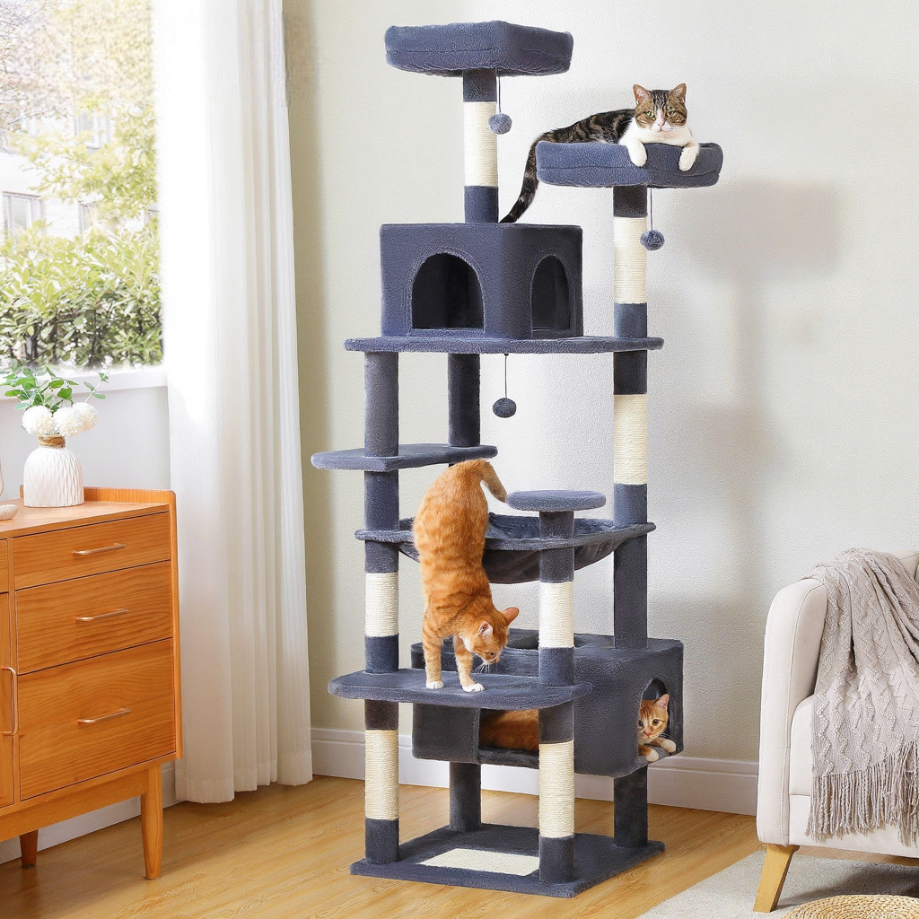 184cm Maine Coon XXL Cat Tree with Hammock & Scratching Post