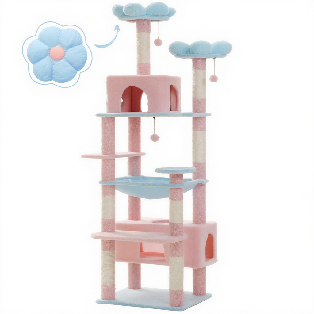 184cm Maine Coon XXL Cat Tree with Hammock & Scratching Post