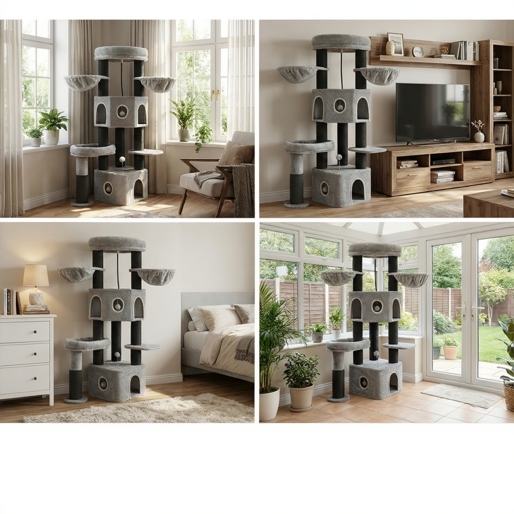 163cm Maine Coon Cat Tree with Sisal Posts & Double Hideaway Dens