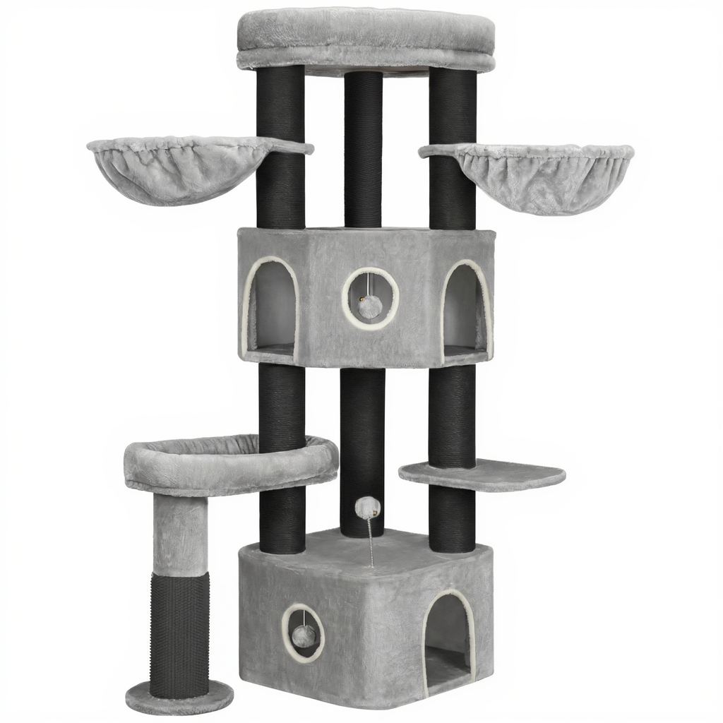 163cm Maine Coon Cat Tree with Sisal Posts & Double Hideaway Dens