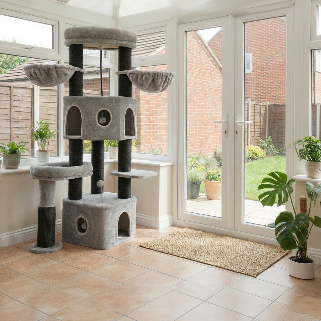 163cm Maine Coon Cat Tree with Sisal Posts & Double Hideaway Dens