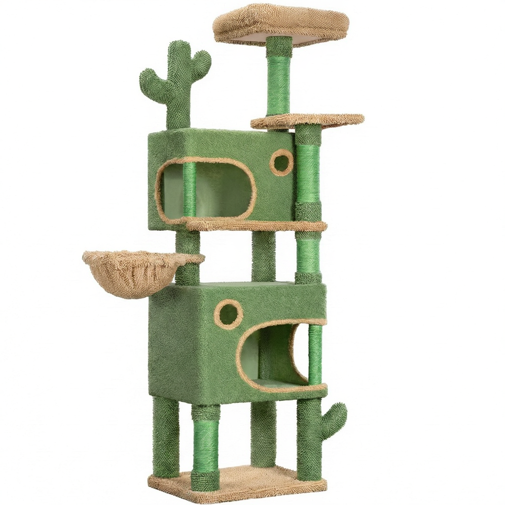 165cm Maine Coon Cactus Cat Tree with Hideaways & Basket